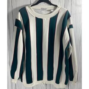 Vintage 90s Lord Taylor Colorblock Sweatshirt Men's Med Striped Maroon Green